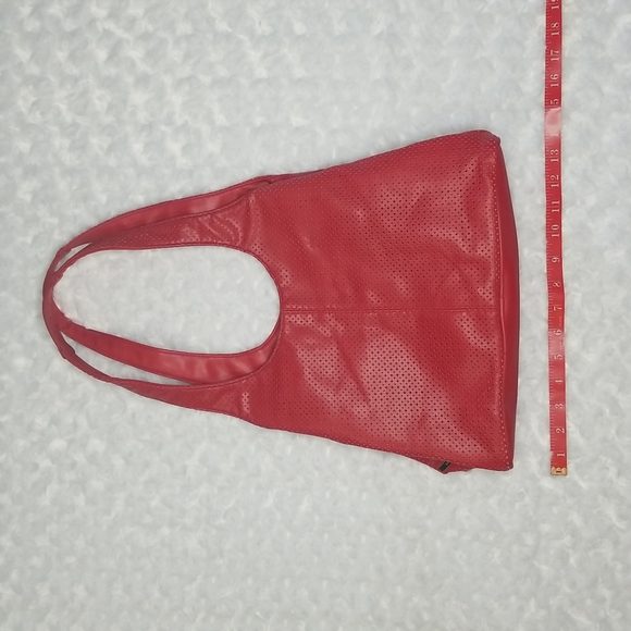 Nine West Red Cut Out Circle and Diamond Design Two Pocket Shoulder Bag Purse - Picture 11 of 11